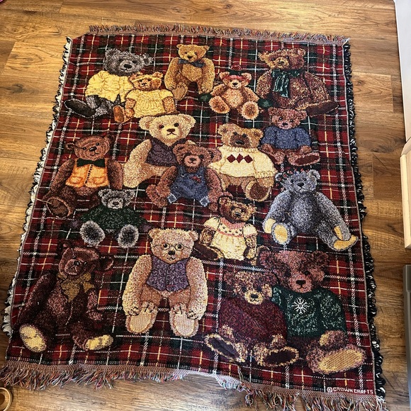 Crown Crafts Other - VINTAGE Crown Crafts Teddy Bear Throw Blanket 55 X 45